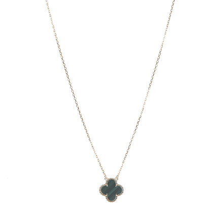 Van Cleef & Arpels 18K Yellow Gold Malachite Vintage Alhambra Pendant Necklace 1 of 9