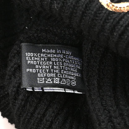 Chanel Cashmere Sequin Logo Beanie Hat Black Gold 6 of 6