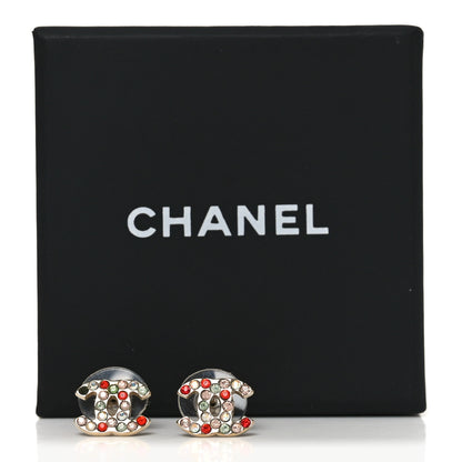 Chanel Metal Crystal CC Earrings Gold Multicolor 6 of 6