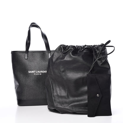 Saint Laurent Linen Canvas Teddy Shopping Bag Black 4 of 13