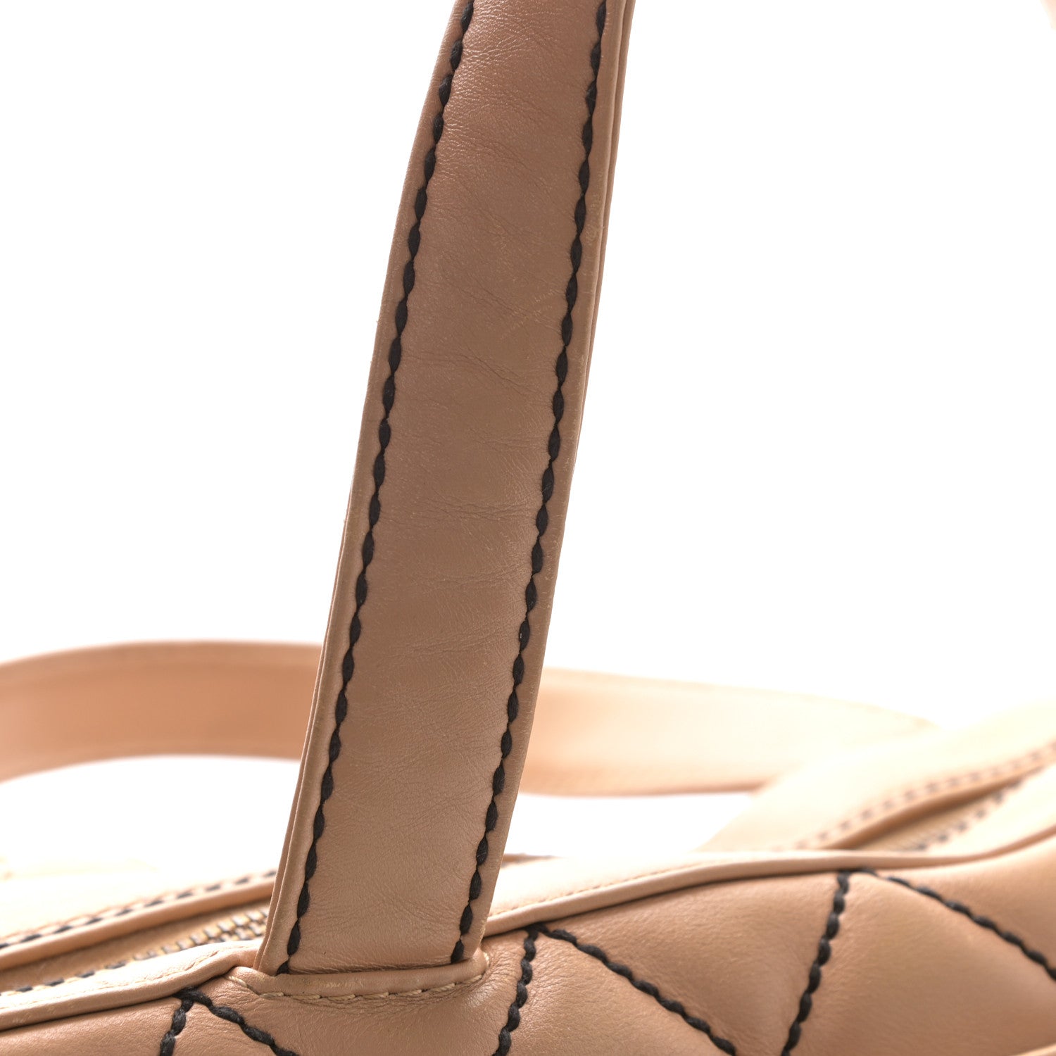 Chanel Calfskin Contrast Stitch Surpique Bowler Beige 13 of 13
