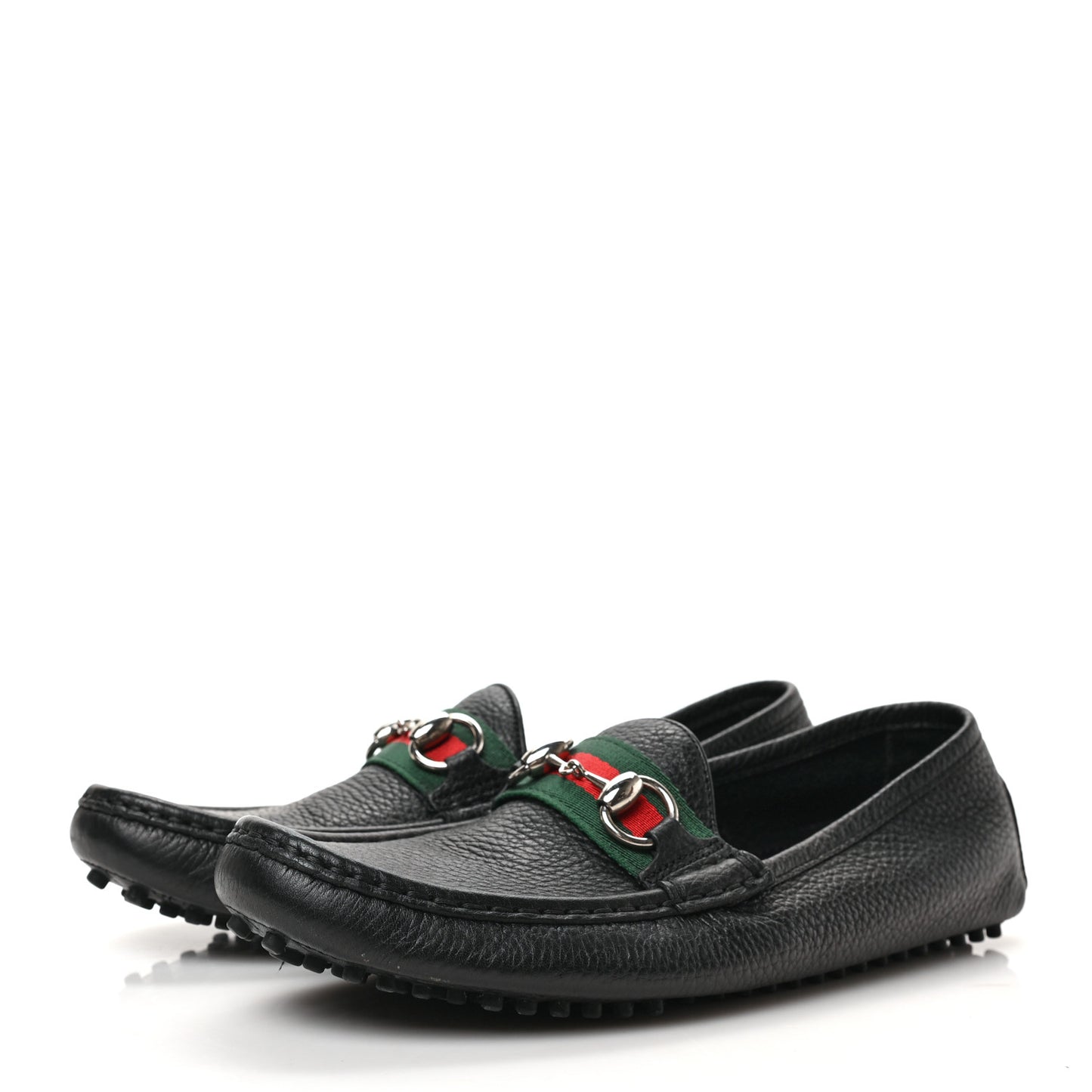 Road Calfskin Web Womens Horsebit Driver Loafers 38 Black
