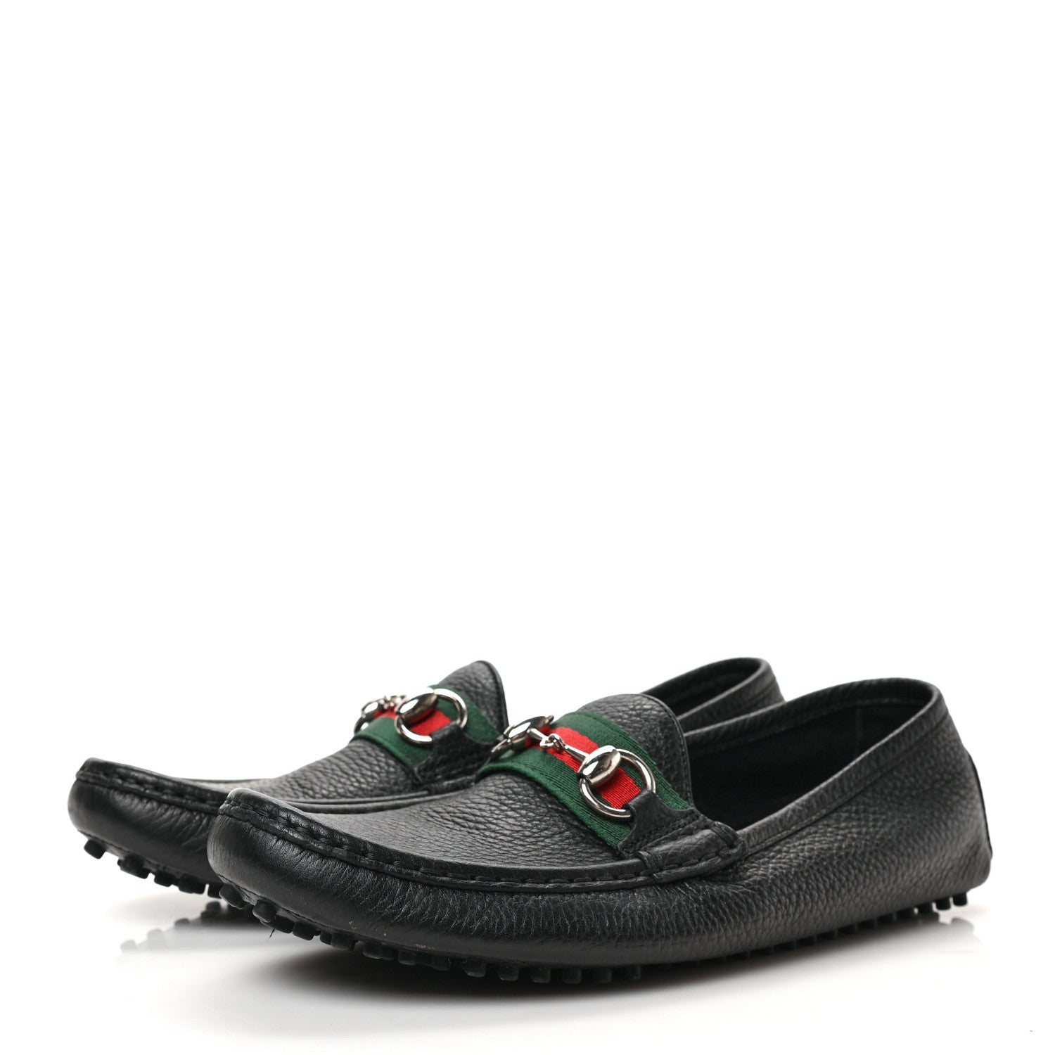 Gucci Road Calfskin Web Womens Horsebit Driver Loafers 38 Black 3 of 8