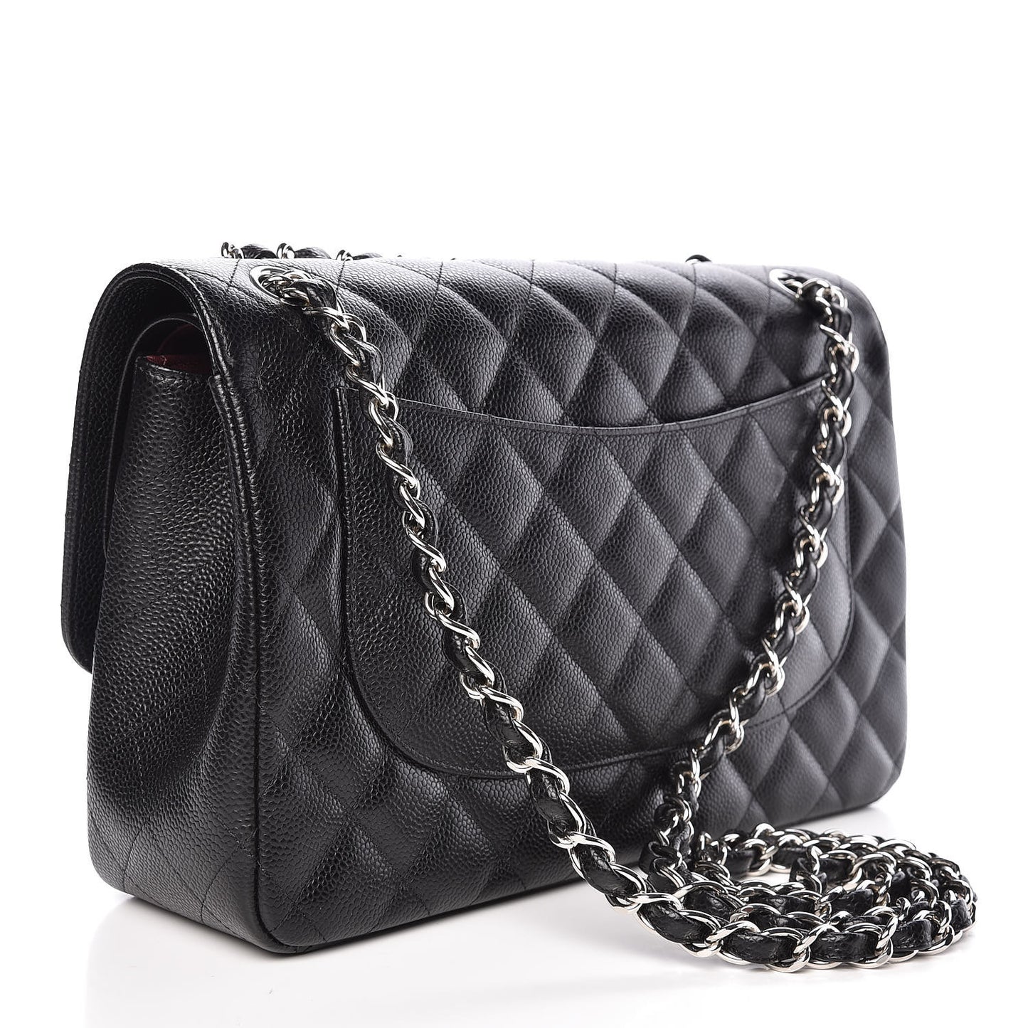 Caviar Quilted Jumbo Double Flap Black