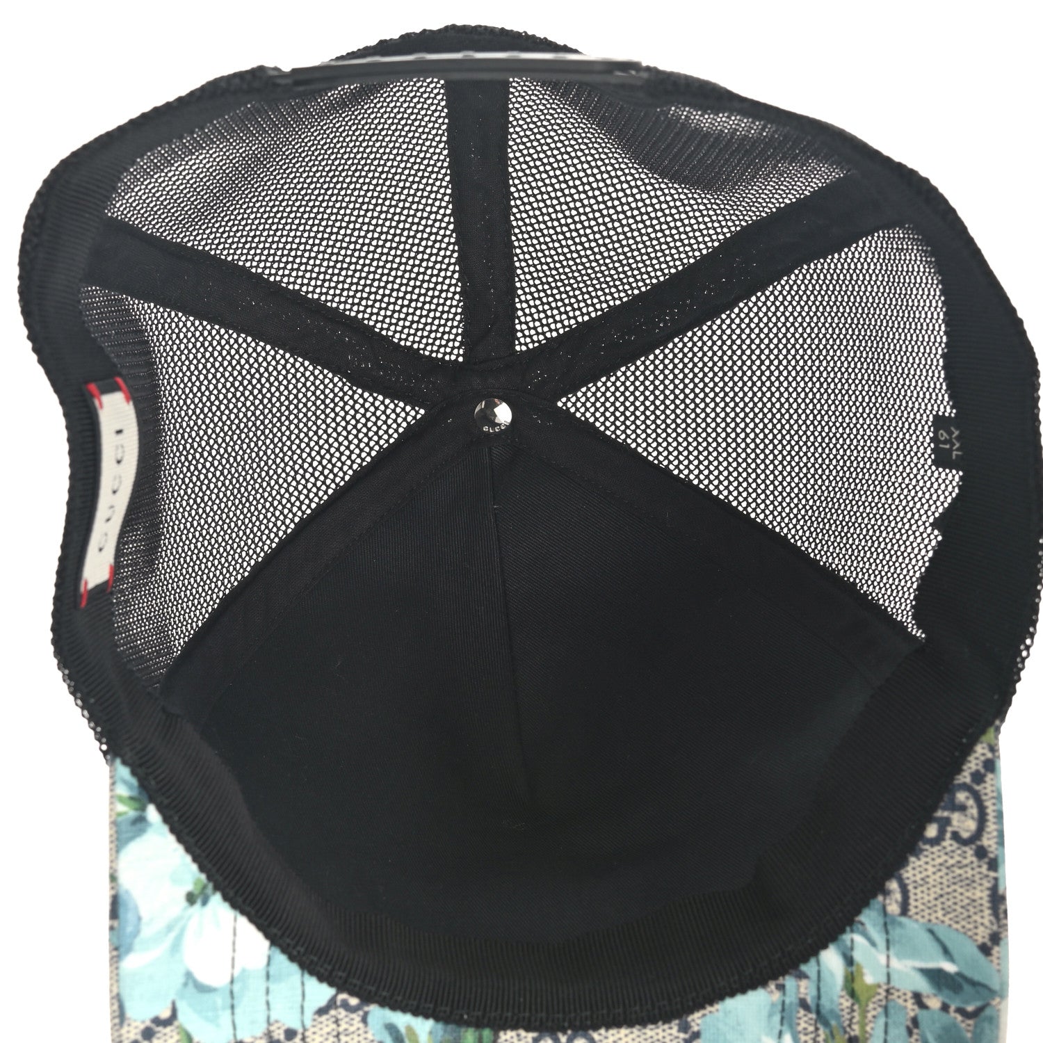 Gucci GG Supreme Monogram Blooms Baseball Hat XXL Beige Blue Navy 7 of 8