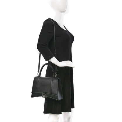 Balenciaga Grained Calfskin Medium Hourglass Top Handle Bag Black 2 of 10