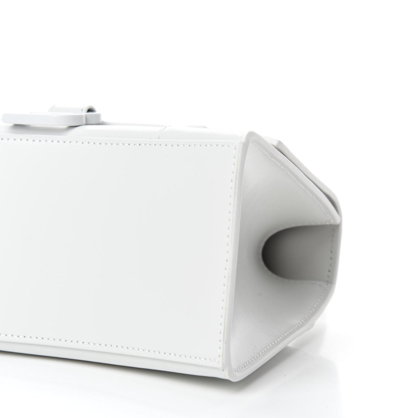 Shiny Box Calfskin Tonal B Small Hourglass Top Handle Bag White