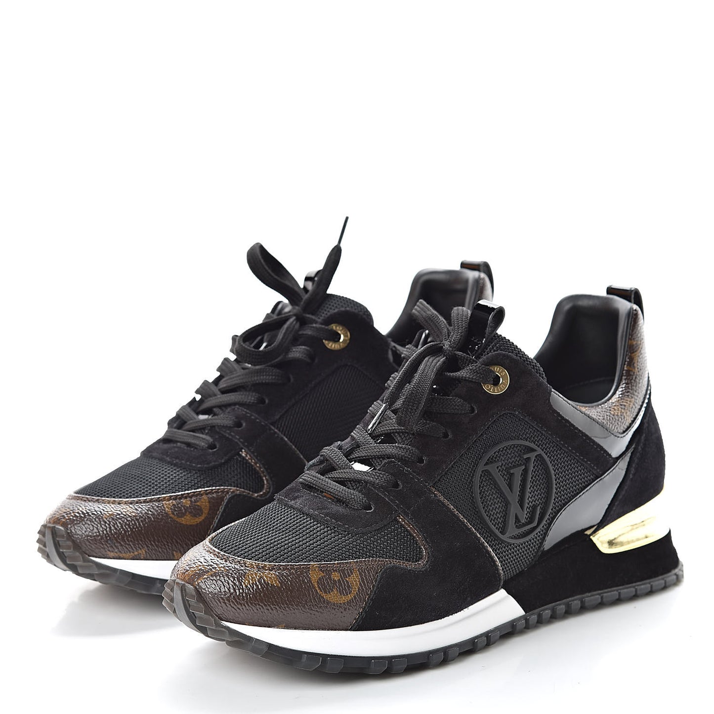 Suede Monogram Run Away Sneakers 37.5 Black