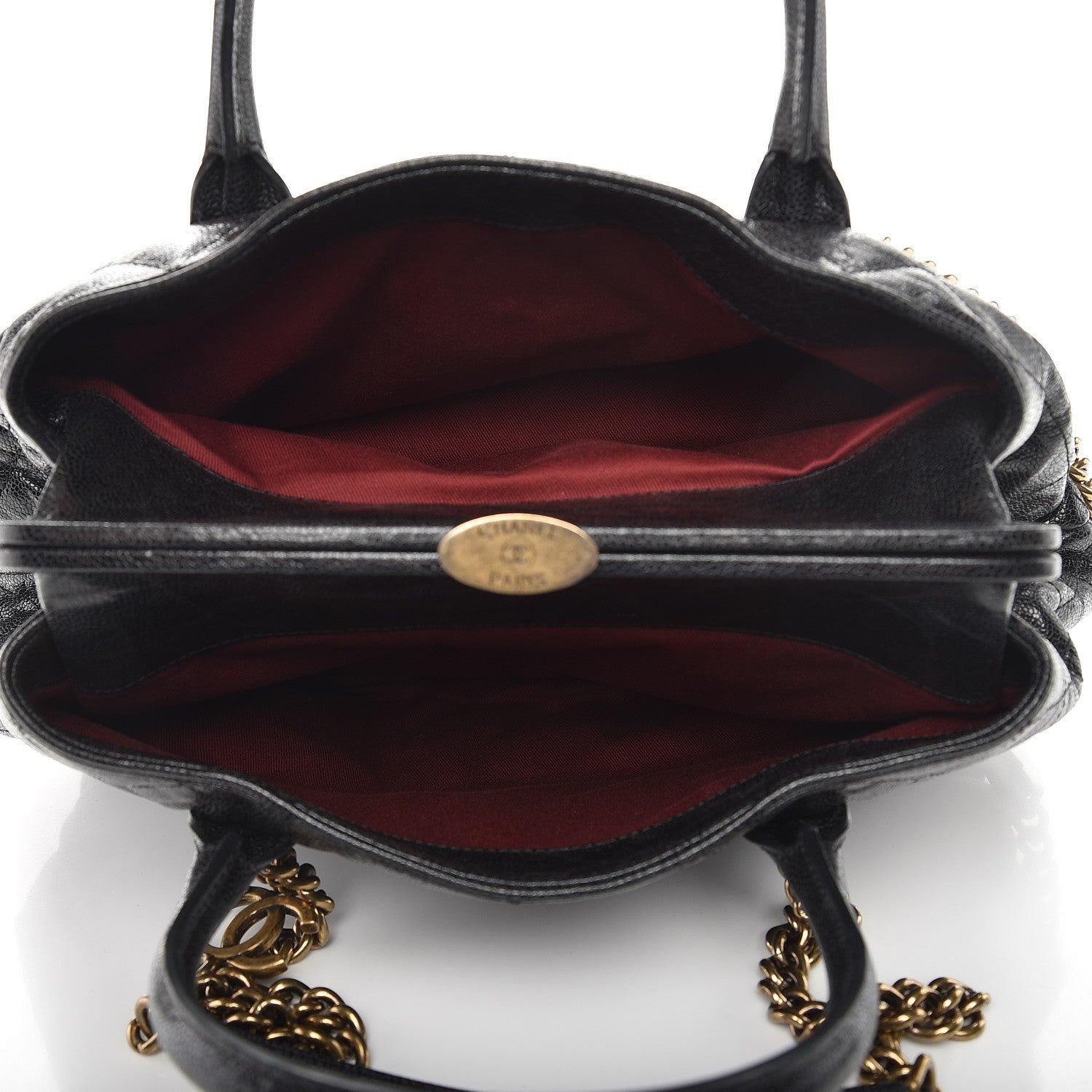 Chanel Glazed Caviar Quilted Large Frame Tote Black 6 of 10