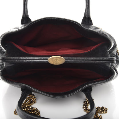 Chanel Glazed Caviar Quilted Large Frame Tote Black 6 of 10