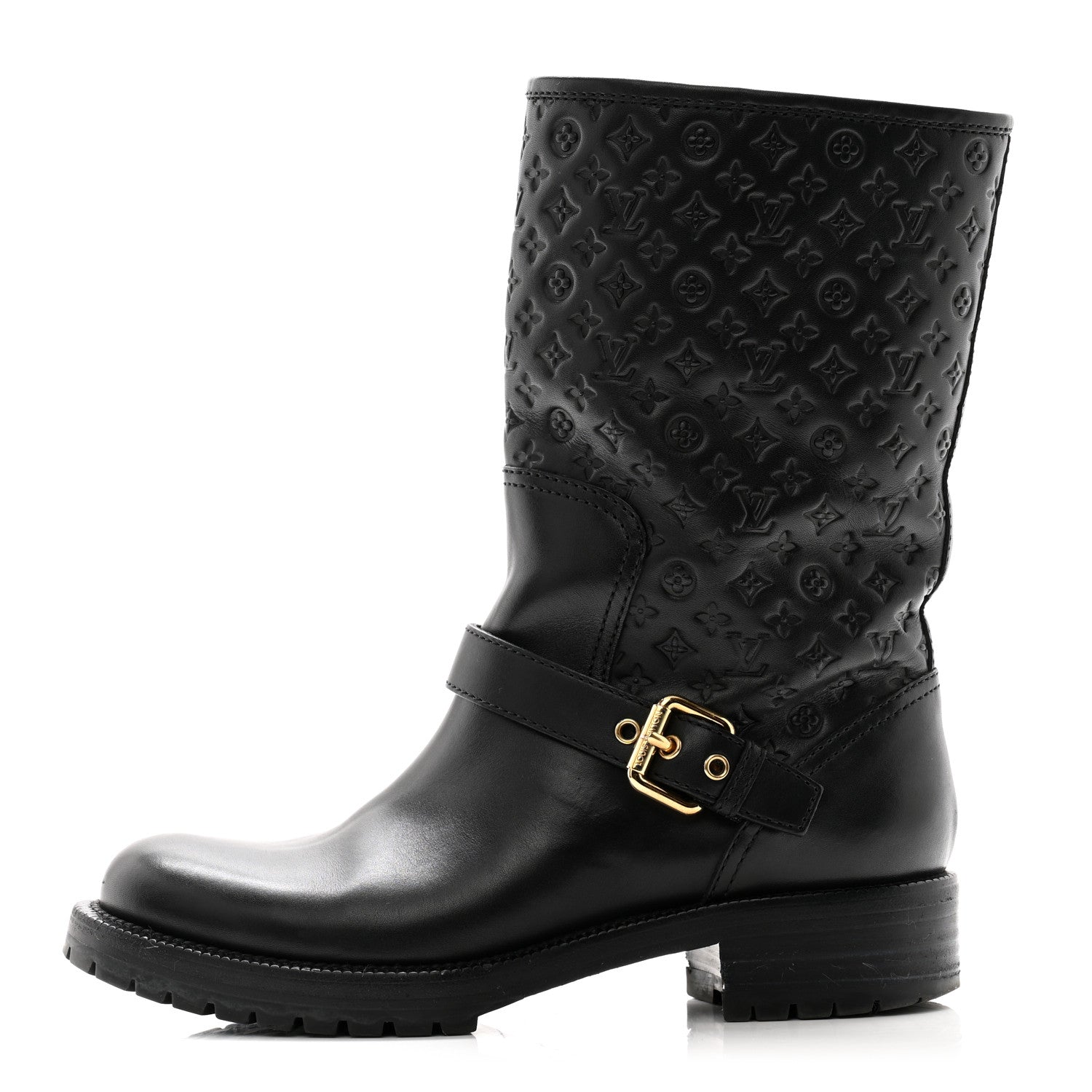 Louis Vuitton Calfskin Embossed Monogram Rebellion Half Boots 36.5 Black 1 of 11