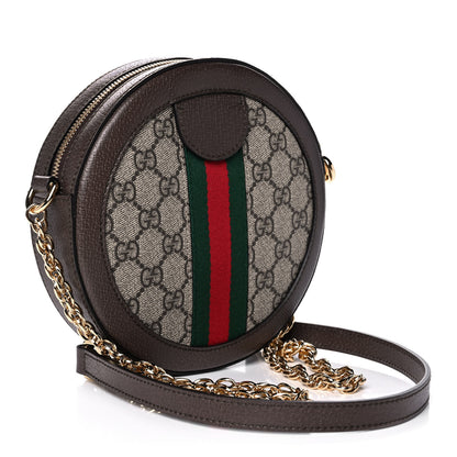 Gucci GG Supreme Monogram Web Mini Ophidia Round Shoulder Bag Brown 3 of 12