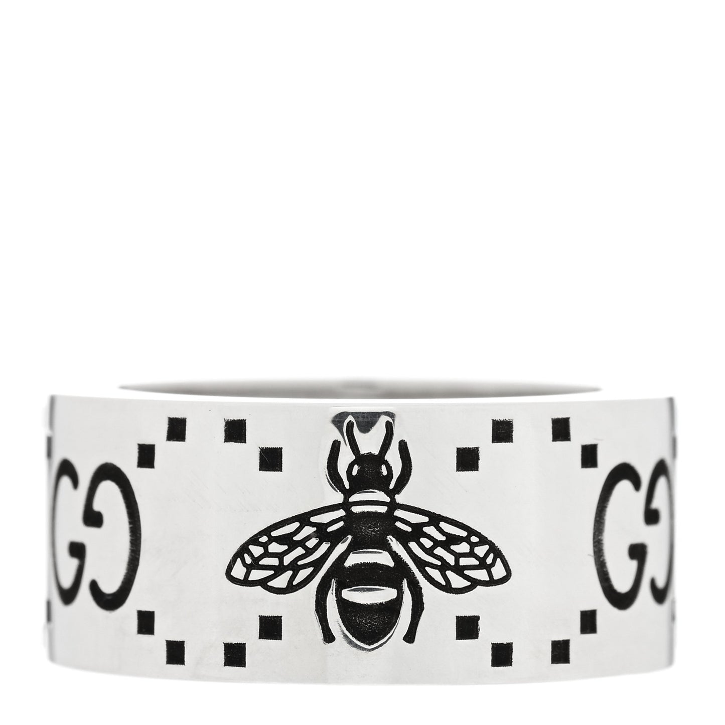 Sterling Silver GG Bee Wide Band Ring 49 5