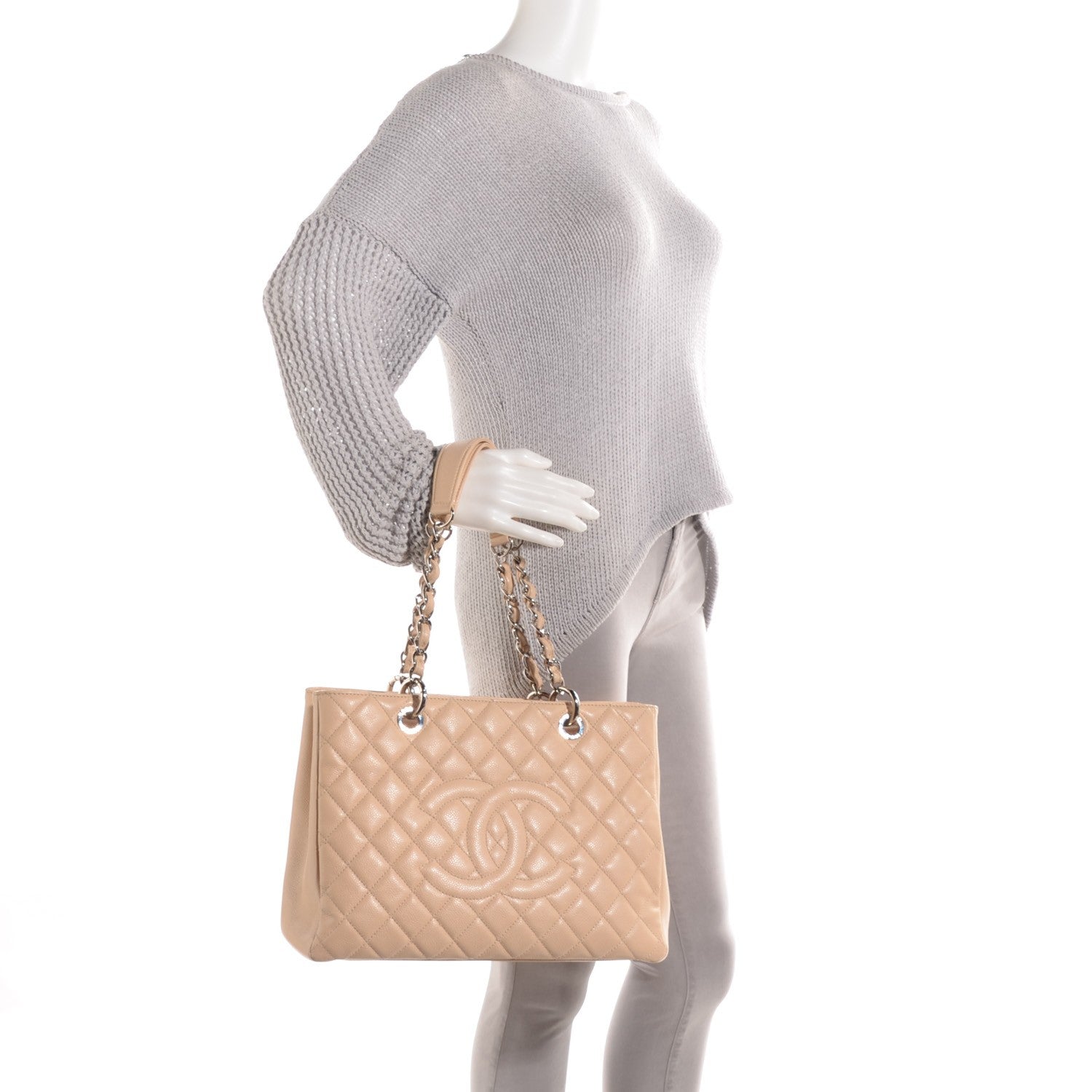 Chanel Caviar Quilted Grand Shopping Tote GST Beige Clair 2 of 7