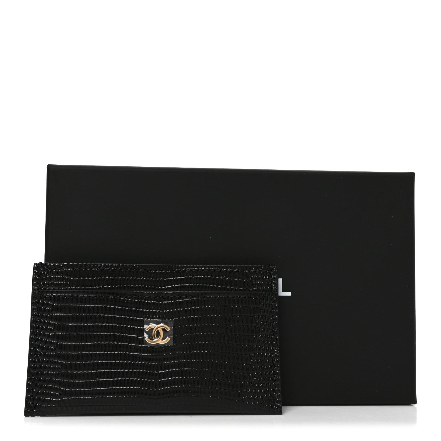 Chanel Calfskin Lizard Embossed Card Holder Black 8 of 8