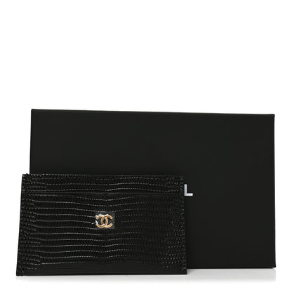 Chanel Calfskin Lizard Embossed Card Holder Black 8 of 8