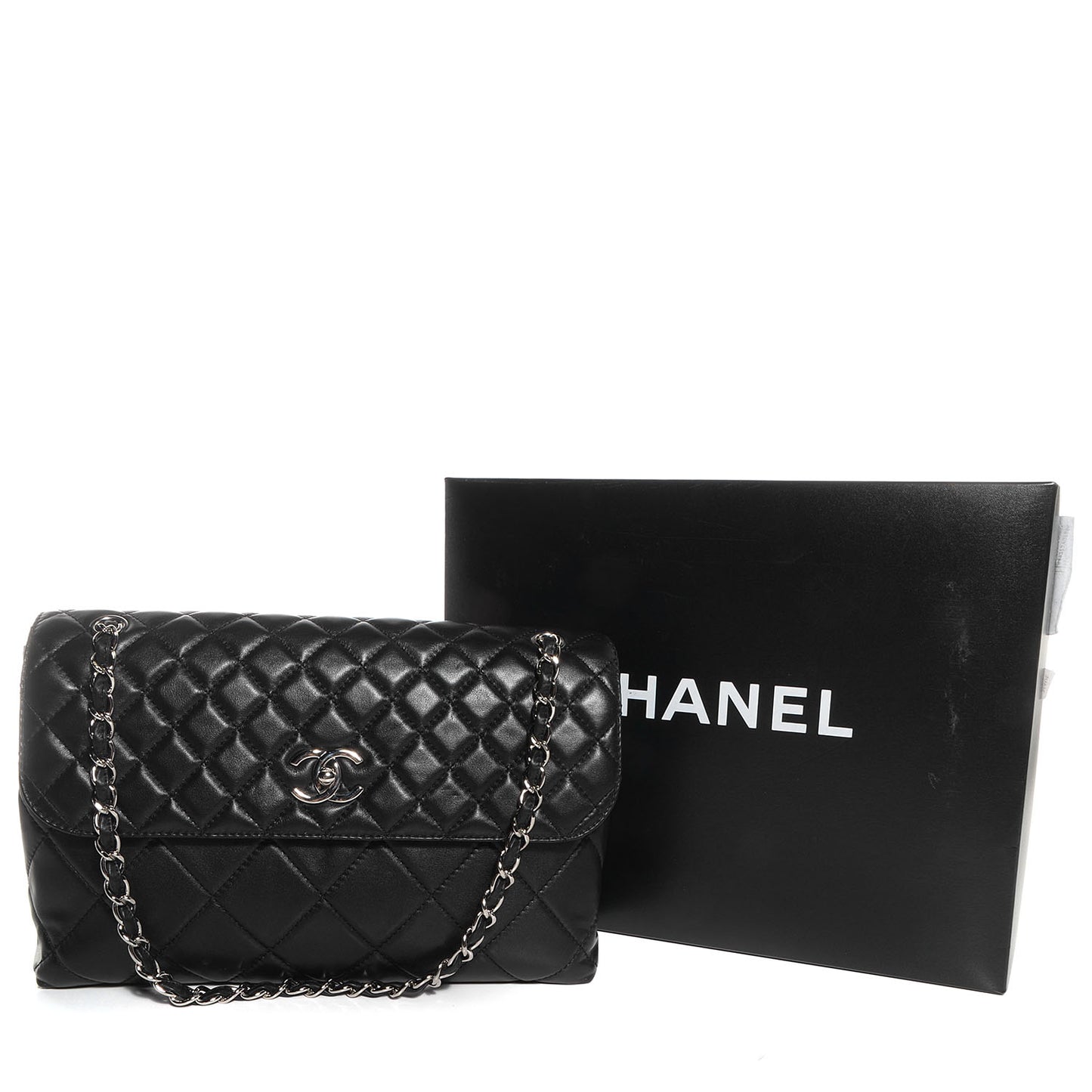Calfskin Quilted In the Business Flap Bag Black