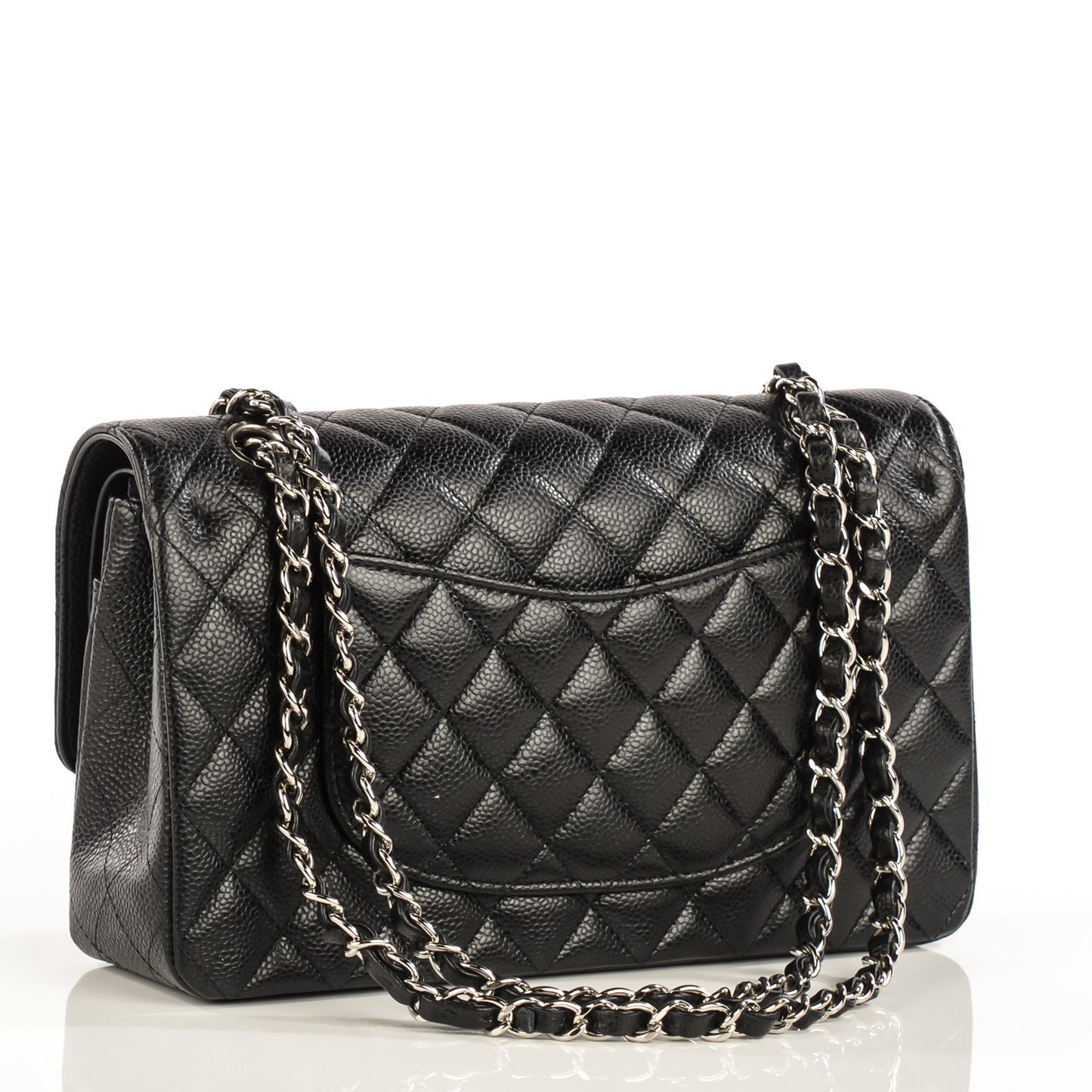 Caviar Quilted Medium Double Flap Black