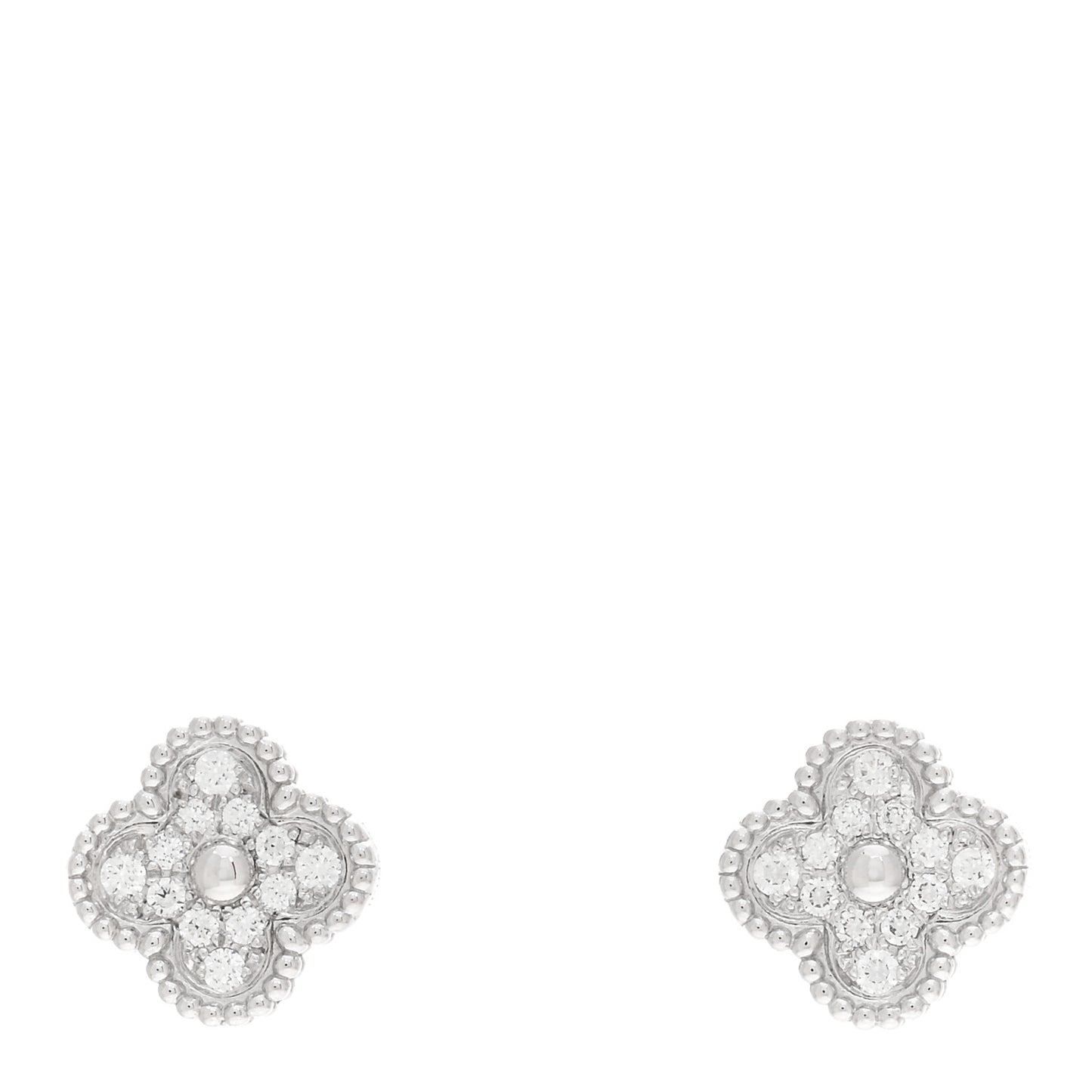 18K White Gold Diamond Sweet Alhambra Earrings