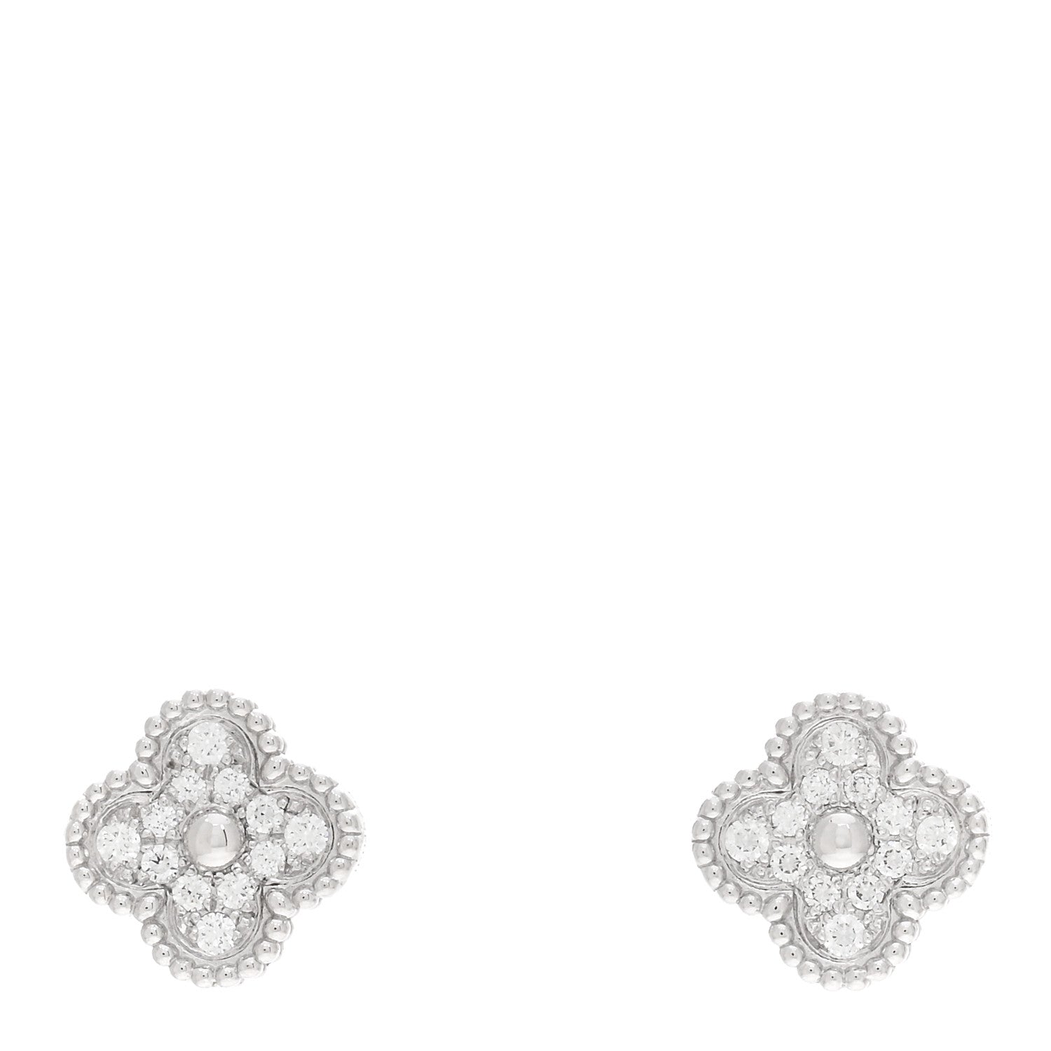 Van Cleef & Arpels 18K White Gold Diamond Sweet Alhambra Earrings 1 of 4