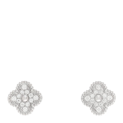 Van Cleef & Arpels 18K White Gold Diamond Sweet Alhambra Earrings 1 of 4