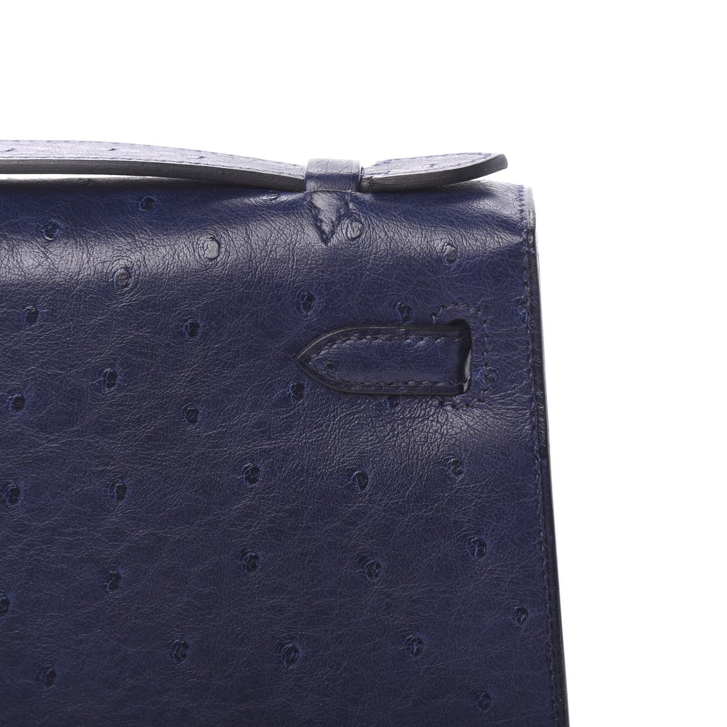 Ostrich Kelly Pochette Clutch Bleu Iris