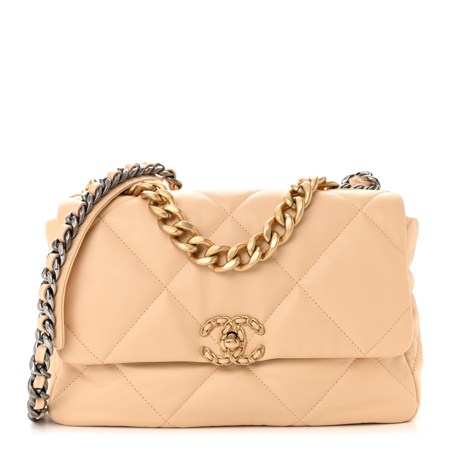 Chanel Goatskin Quilted Large Chanel 19 Flap Beige 1 of 10