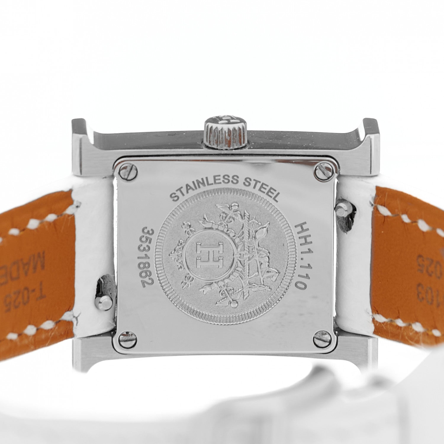 Hermes Stainless Steel Epsom Diamond Mother of Pearl 17.2mm Heure H Hour Quartz Watch Blanc 4 of 5