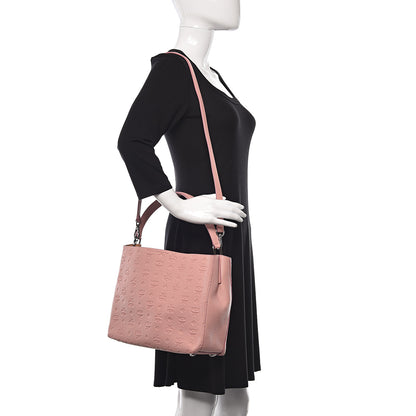 MCM Calfskin Ottomar Monogram Sarah Medium Hobo Pink Blush 2 of 13