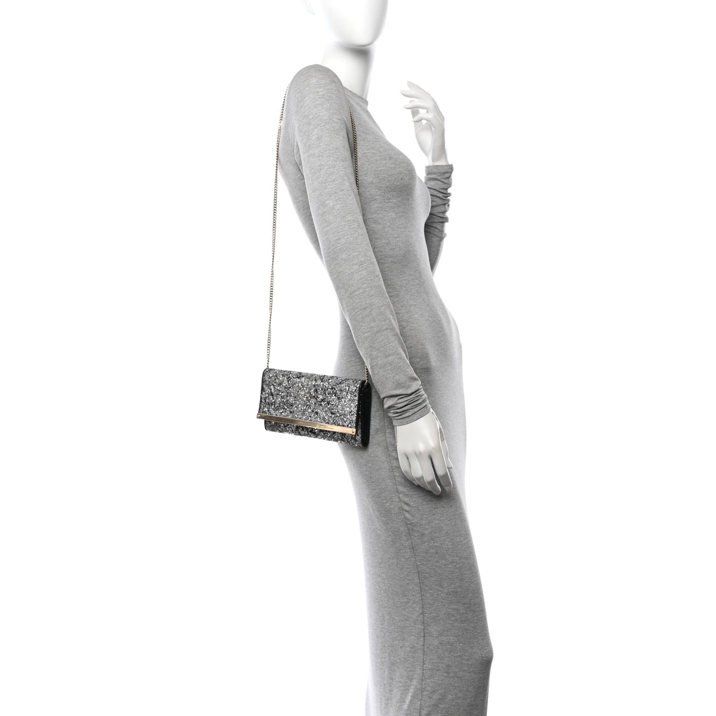 Glitter Milla Wallet on Chain Silver