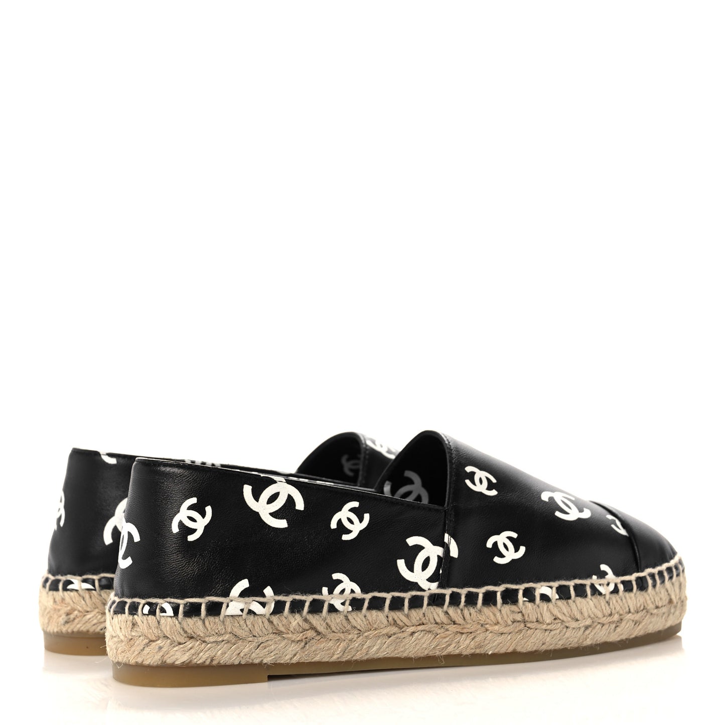 Lambskin Printed CC Espadrilles 37 Black White