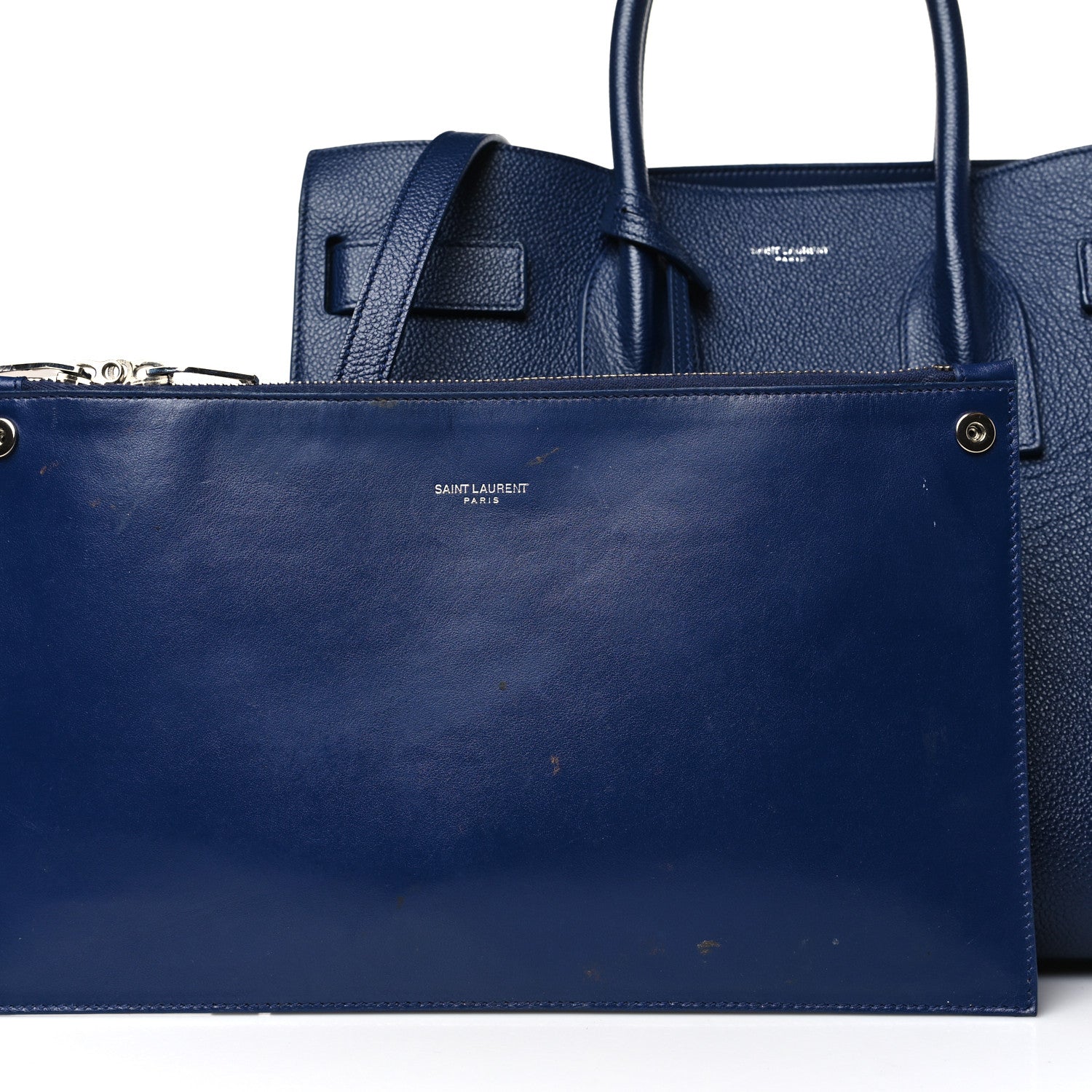 Saint Laurent Grained Calfskin Small Sac De Jour Navy 10 of 13