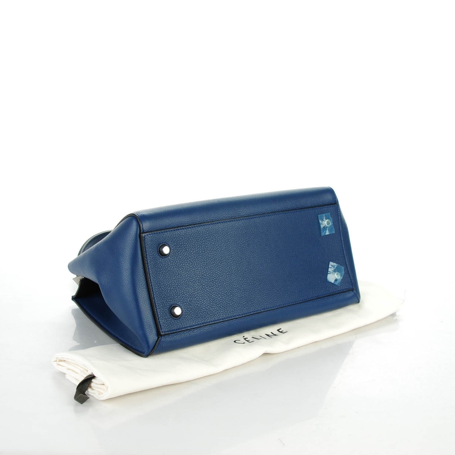 Celine Drummed Calfskin Medium Edge Shoulder Bag Ocean Blue 4 of 9