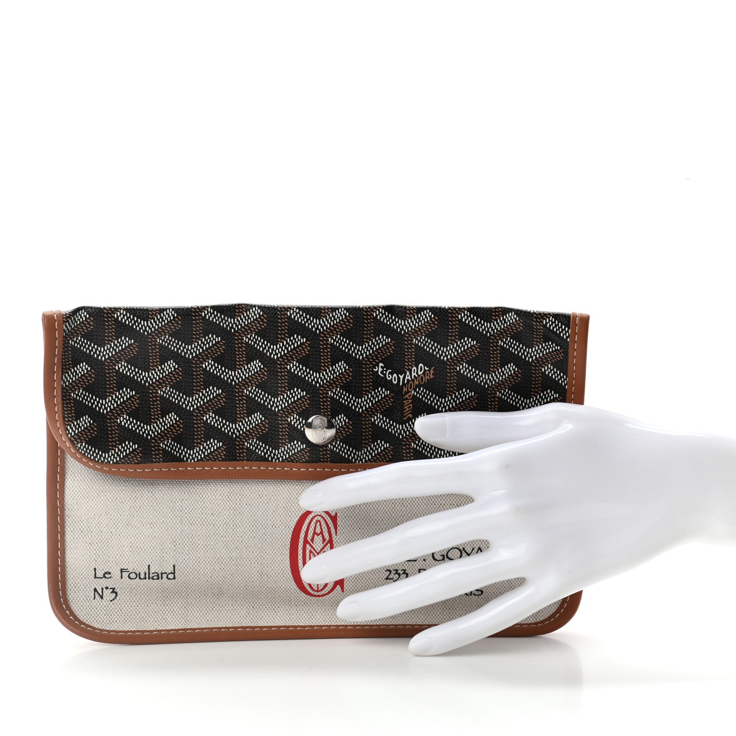 Goyardine Canvas Le Foulard Pouch Black Gold Off White