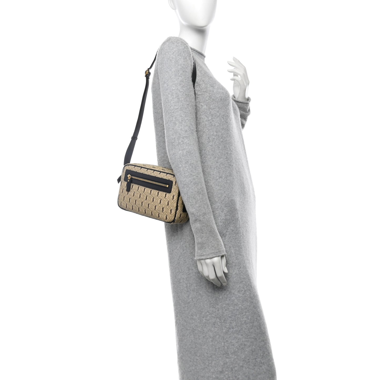 Canvas Monogram All Over Camera Bag Beige