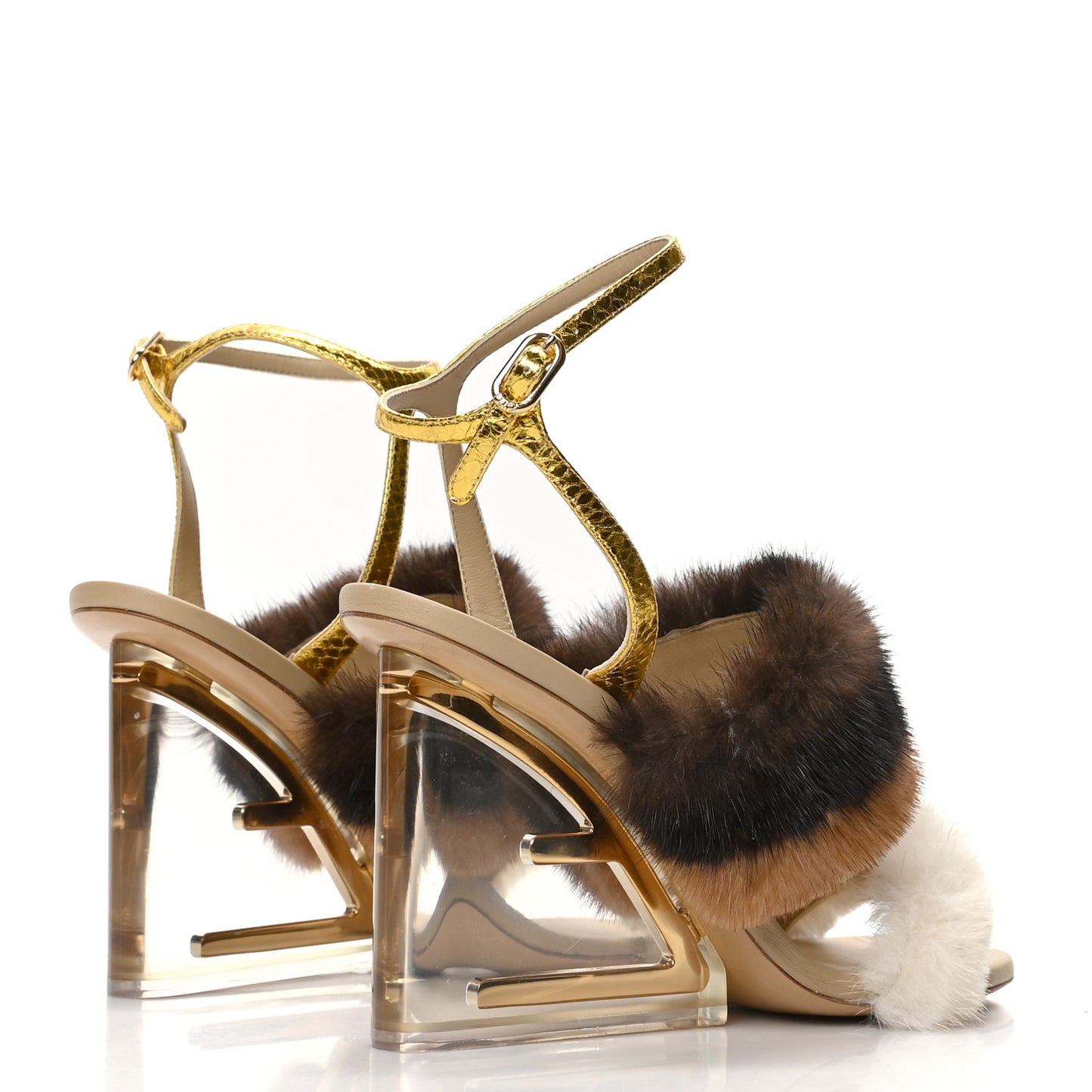 Mink Ayers Lucite Fendi First 95mm Sandals 40 Natural Brown