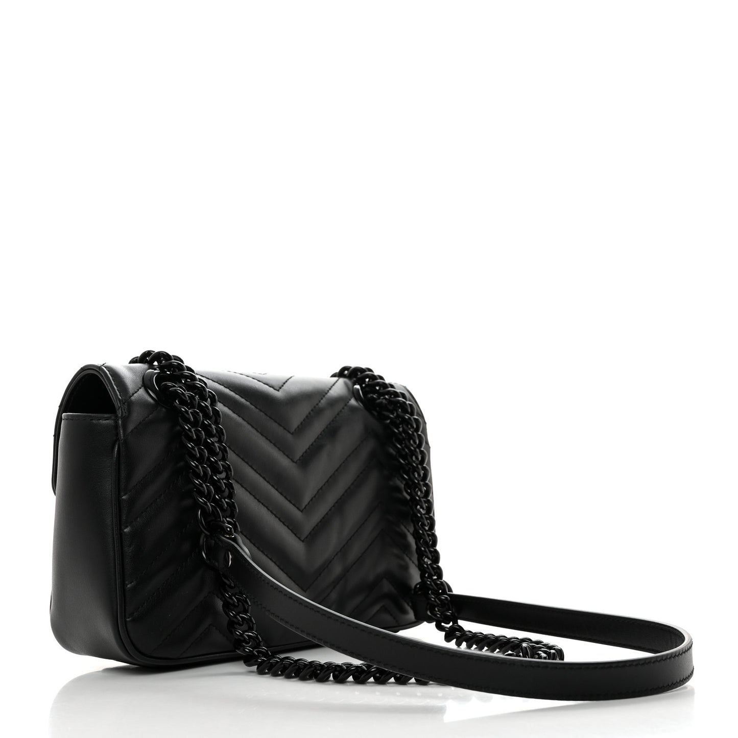 Calfskin Matelasse Monochrome Mini GG Marmont Shoulder Bag Black