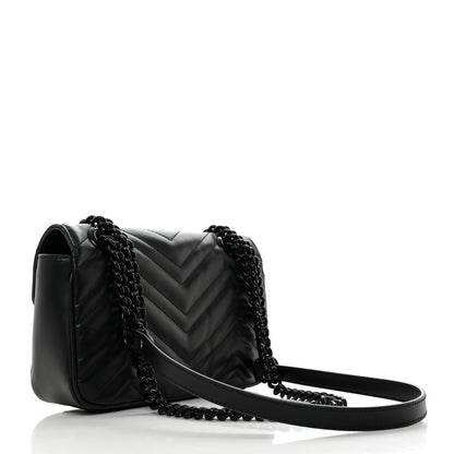 Gucci Calfskin Matelasse Monochrome Mini GG Marmont Shoulder Bag Black 2 of 10