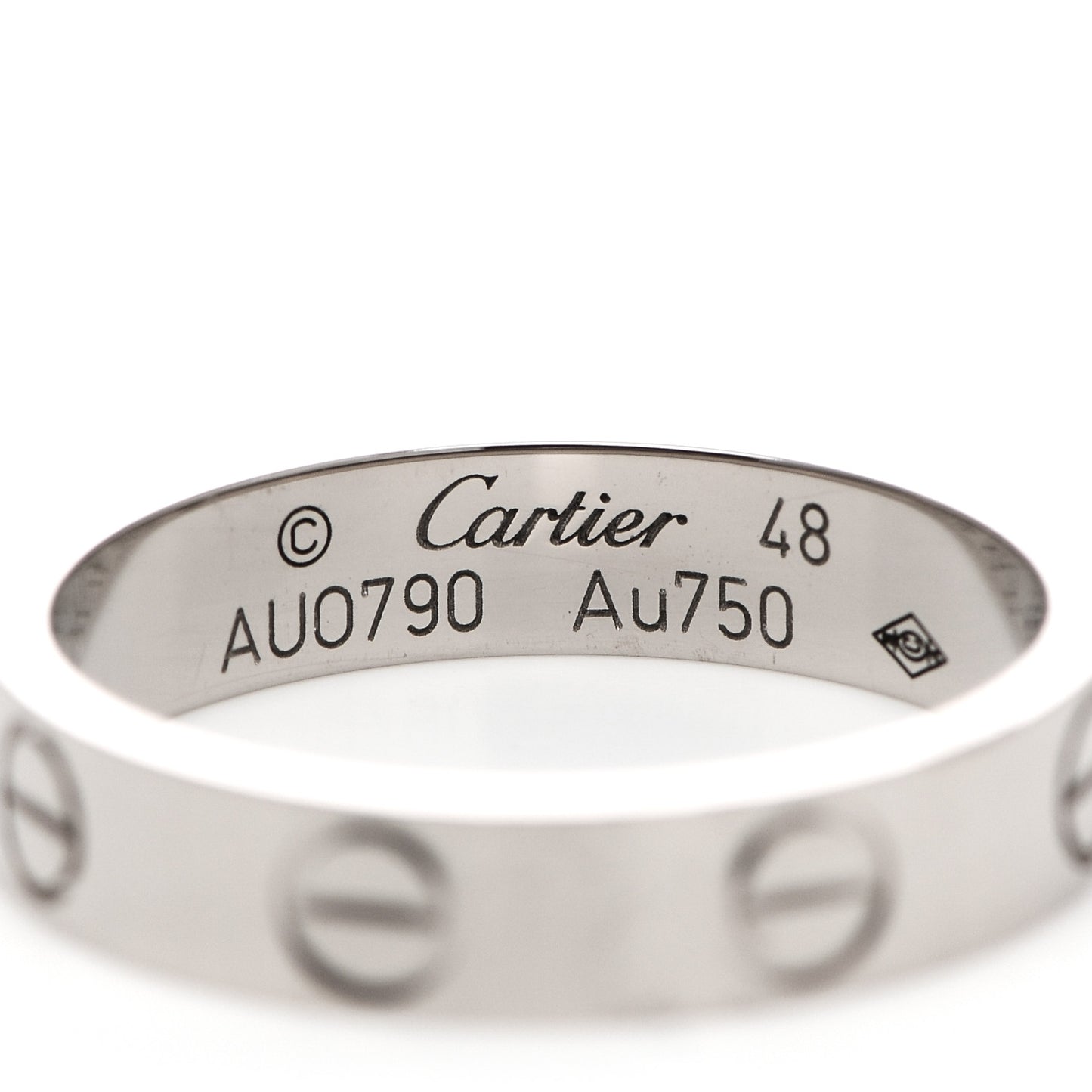 18K White Gold 3.5mm LOVE Wedding Band Ring 48 4.5