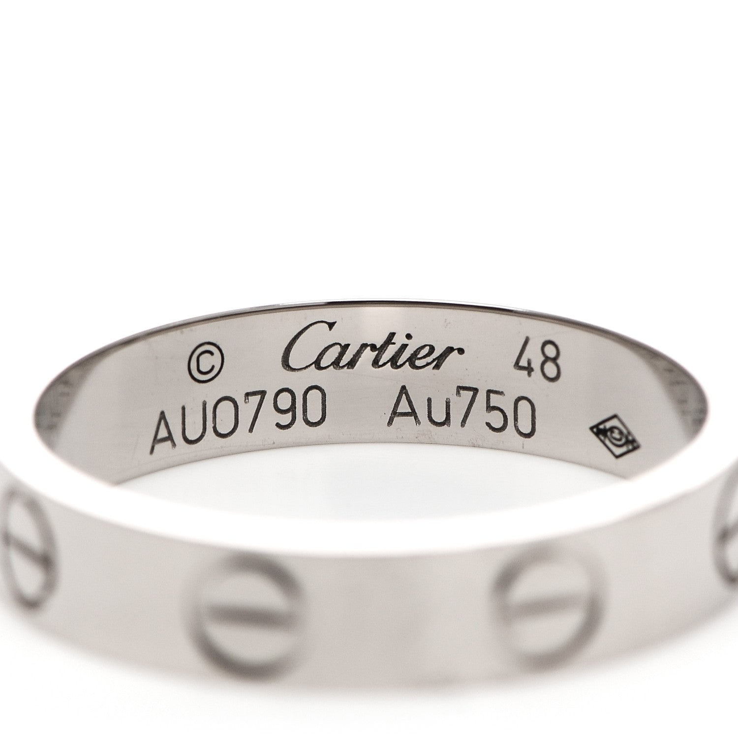 Cartier 18K White Gold 3.5mm LOVE Wedding Band Ring 48 4.5 4 of 5
