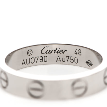 Cartier 18K White Gold 3.5mm LOVE Wedding Band Ring 48 4.5 4 of 5