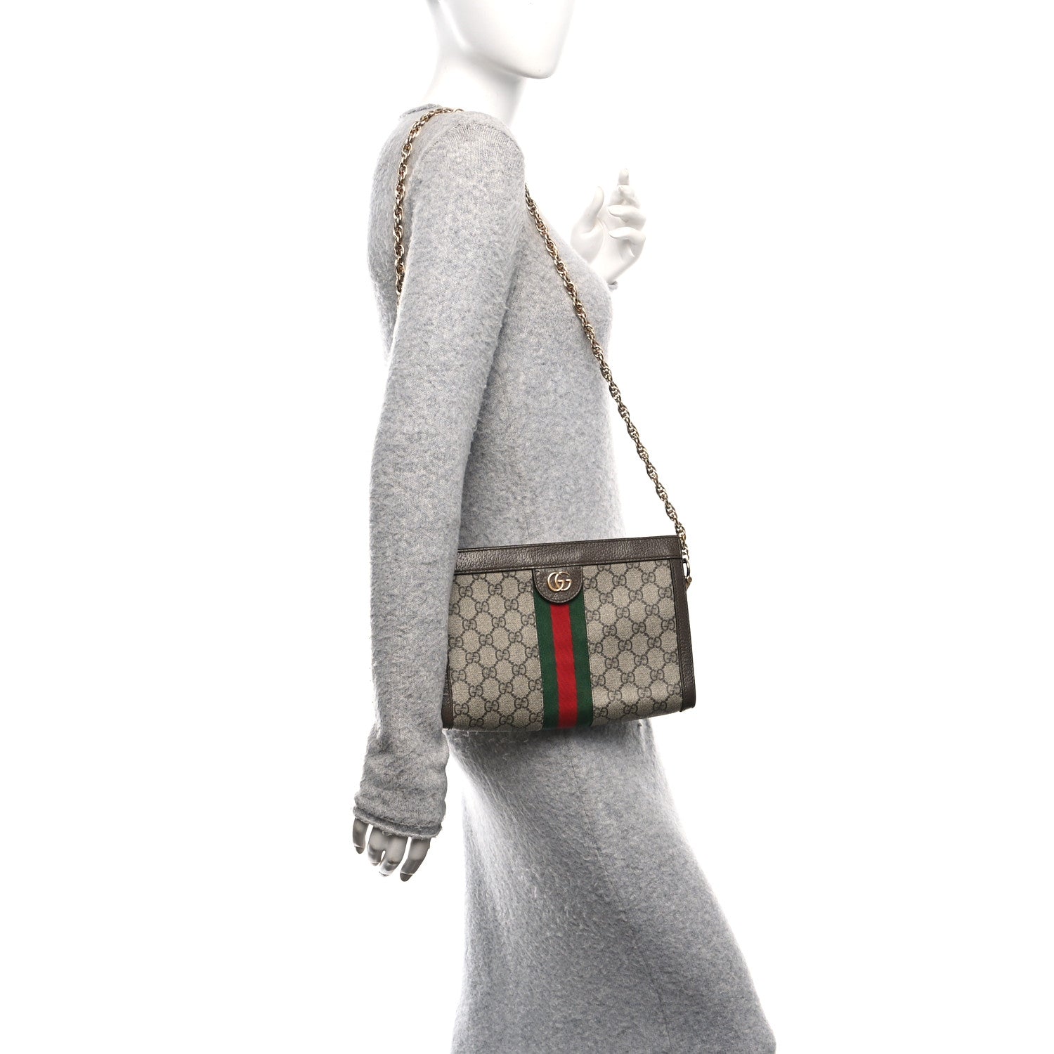 Gucci GG Supreme Monogram Web Small Ophidia Chain Shoulder Bag Brown 2 of 14