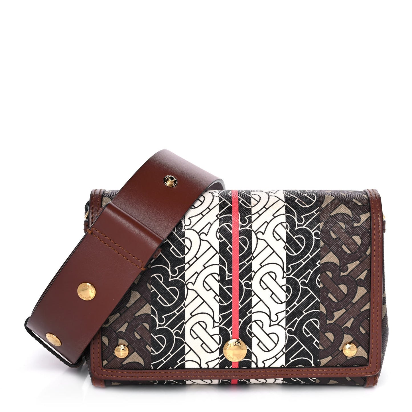 E-Canvas Monogram Stripe Hackberry Crossbody Bag Bridle Brown