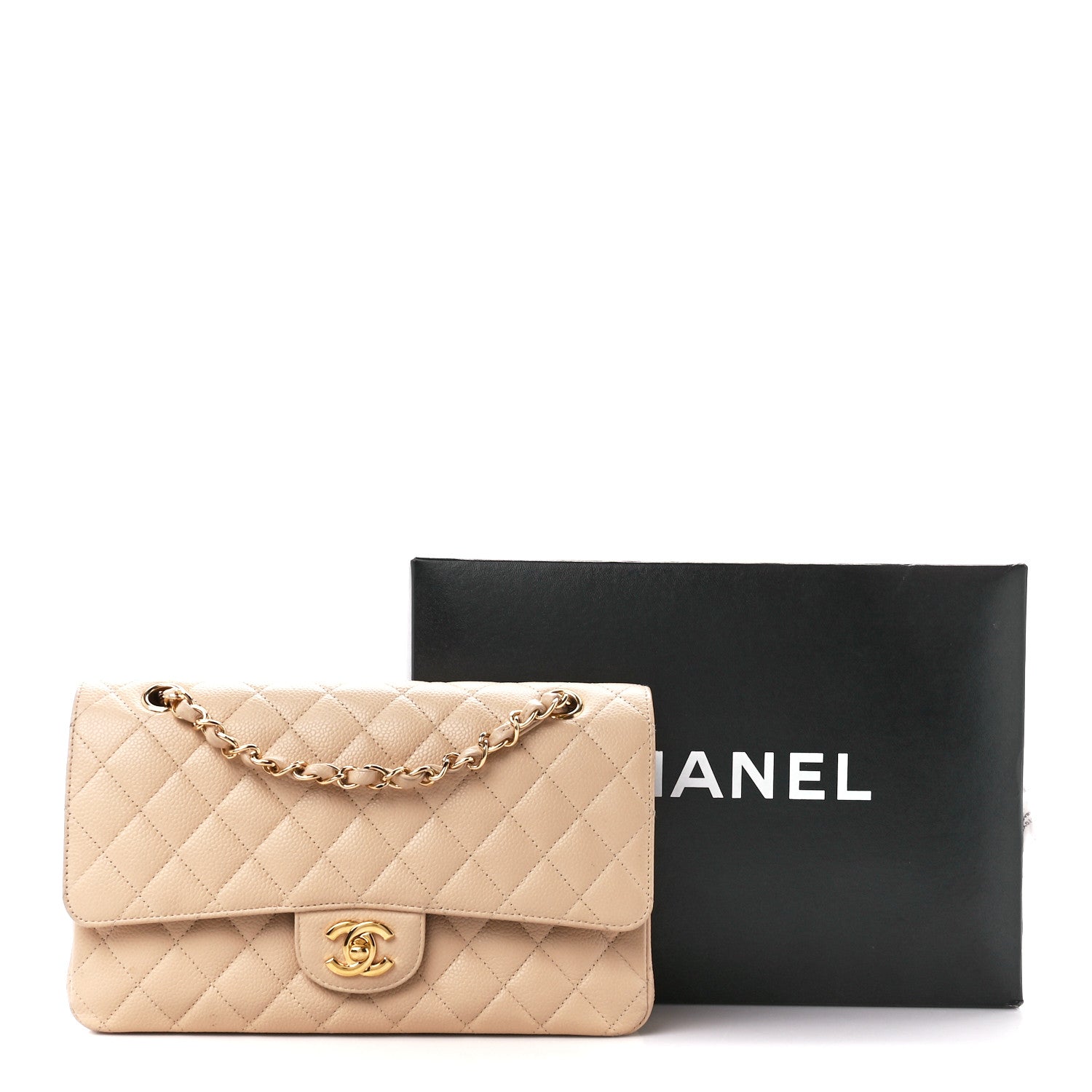 Chanel Caviar Quilted Medium Double Flap Beige 12 of 12