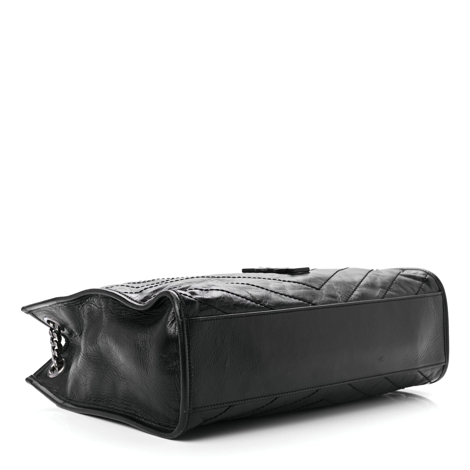 Saint Laurent Crinkled Calfskin Matelasse Monogram Medium Niki Shopper Tote Black 4 of 9