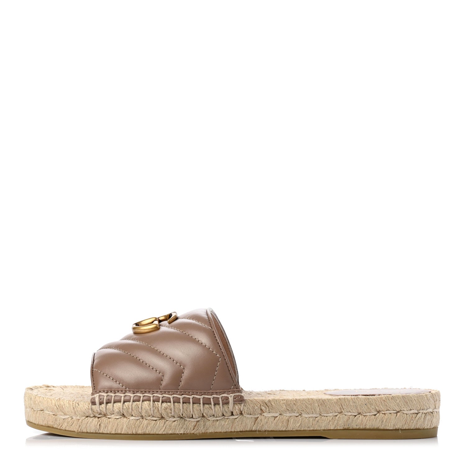 Gucci Nappa Matelasse GG Marmont Espadrille Slide Sandals 40 Porcelain Rose 1 of 13