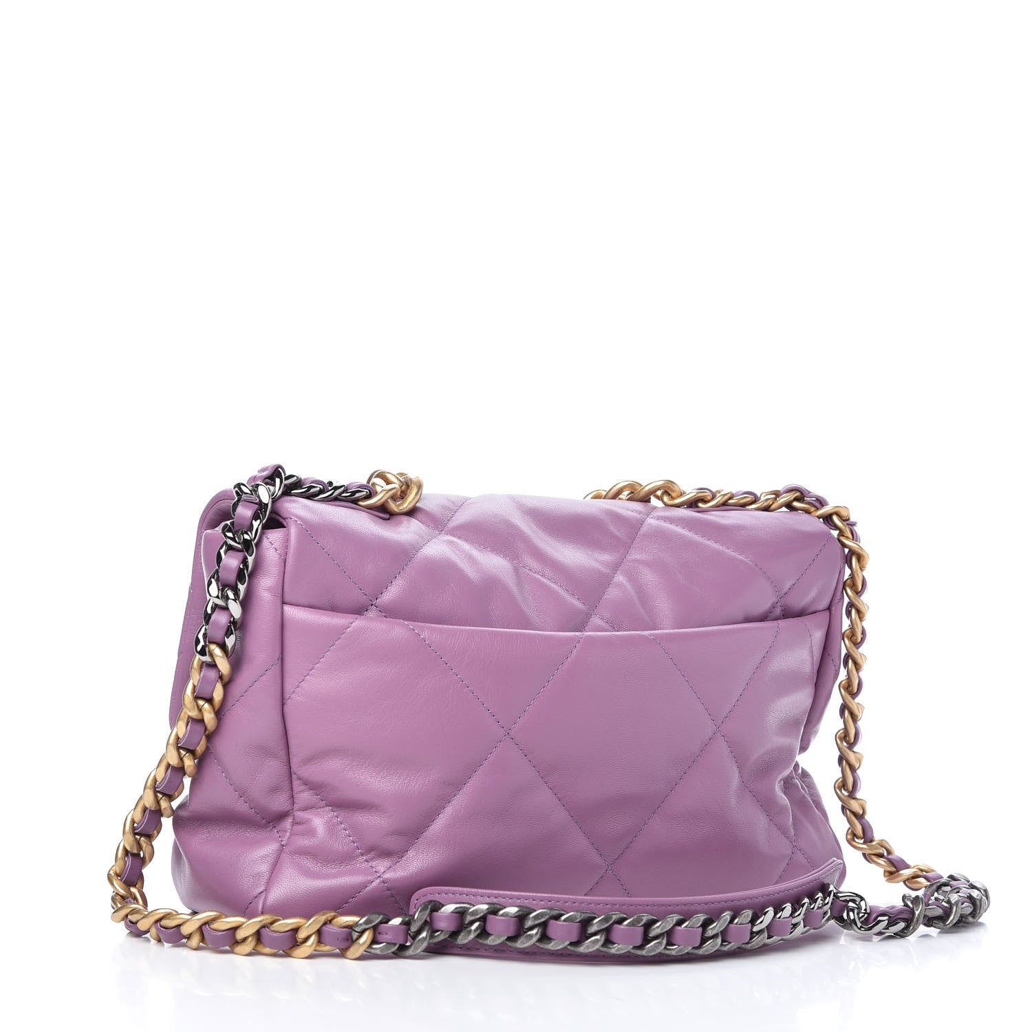 Chanel Goatskin Quilted Large Chanel 19 Flap Purple 3 of 10