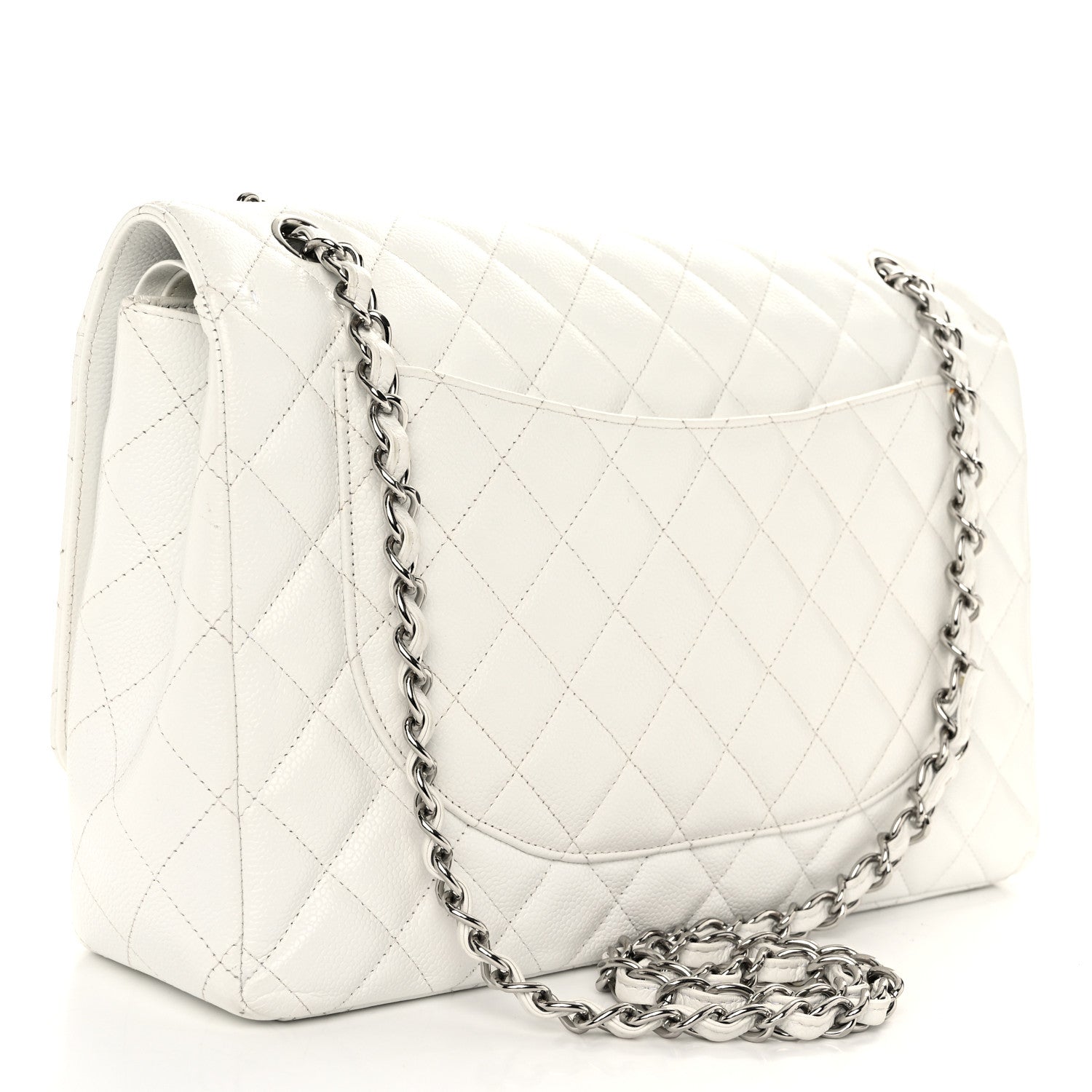 Chanel Caviar Quilted Maxi Double Flap White 3 of 12