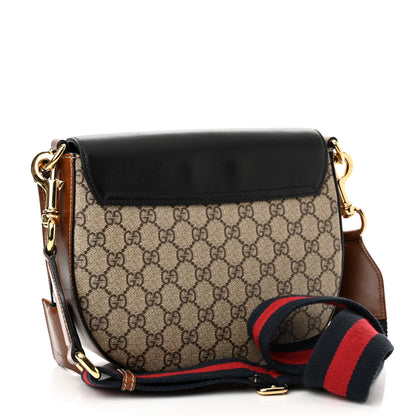 Gucci GG Supreme Monogram Web Medium Padlock Messenger Shoulder Bag Black 3 of 11