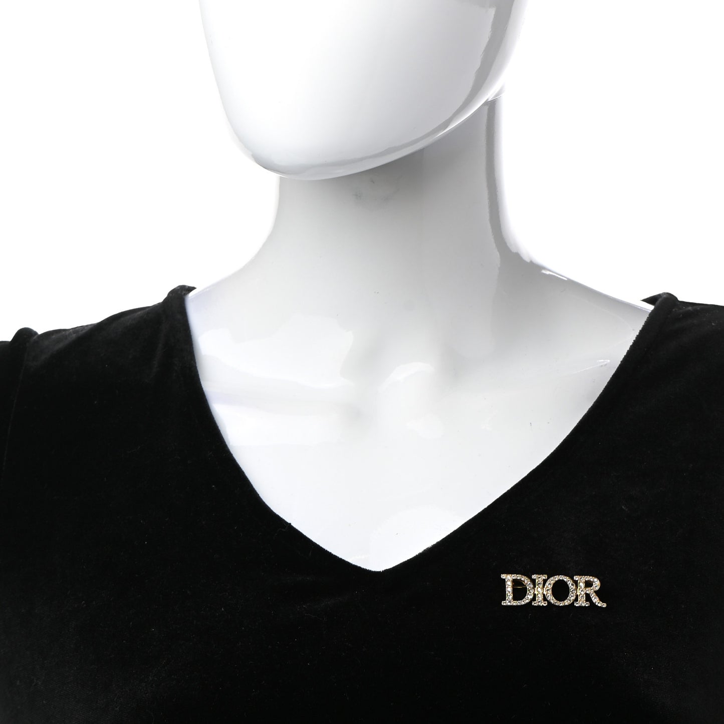 Crystal Dior Logo Brooch Gold